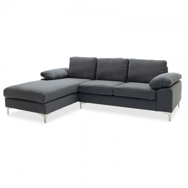 Γωνιακός καναπές "COHEN" δεξιά γωνία υφασμάτινος σε χρώμα ανθρακί 240x159x83