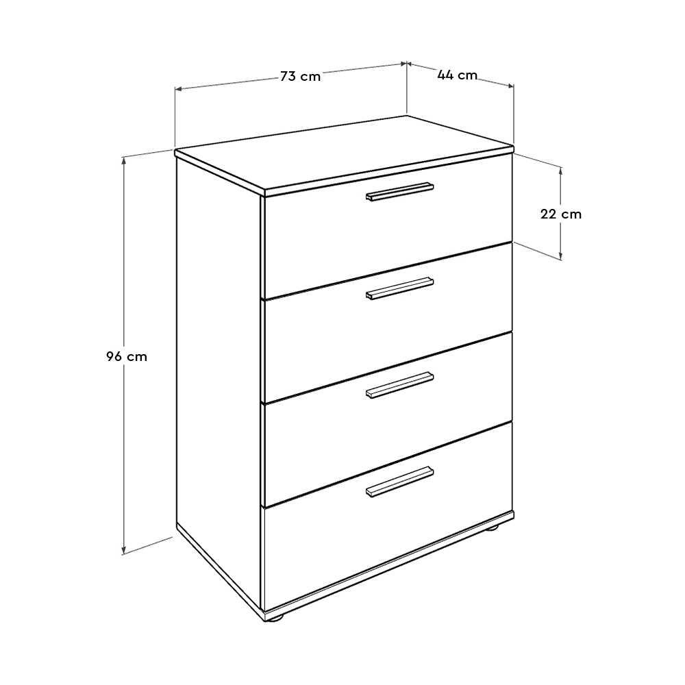 Συρταριέρα με 4 συρτάρια σε χρώμα σονόμα 73x44x96