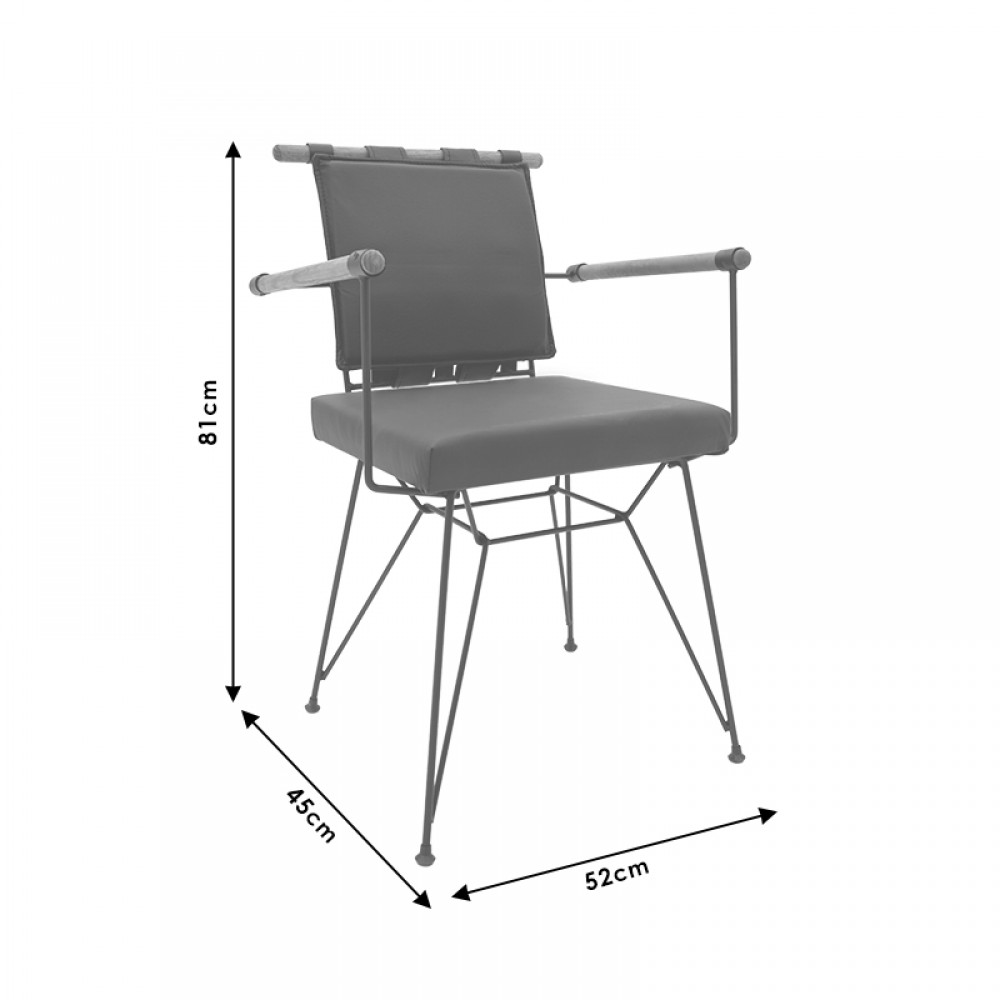 Πολυθρόνα "SUNNY" από μέταλλο/PVC σε χρώμα μαύρο 53x57x80,5