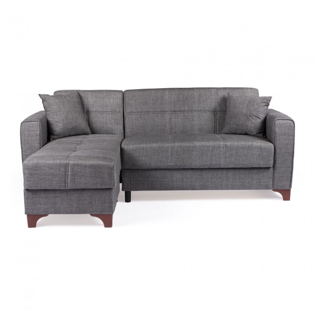 Γωνιακός καναπές κρεβάτι PICA αναστρέψιμος ύφασμα γκρι 230x145x84