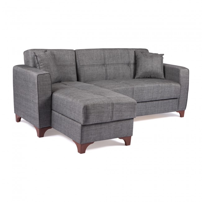 Γωνιακός καναπές κρεβάτι PICA αναστρέψιμος ύφασμα γκρι 230x145x84