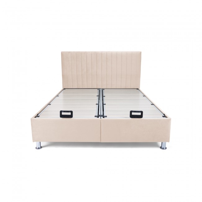 Κρεβάτι διπλό ''GALA'' με αποθηκευτικό χώρο χρώμα υφάσματος velvet μπεζ 160x200