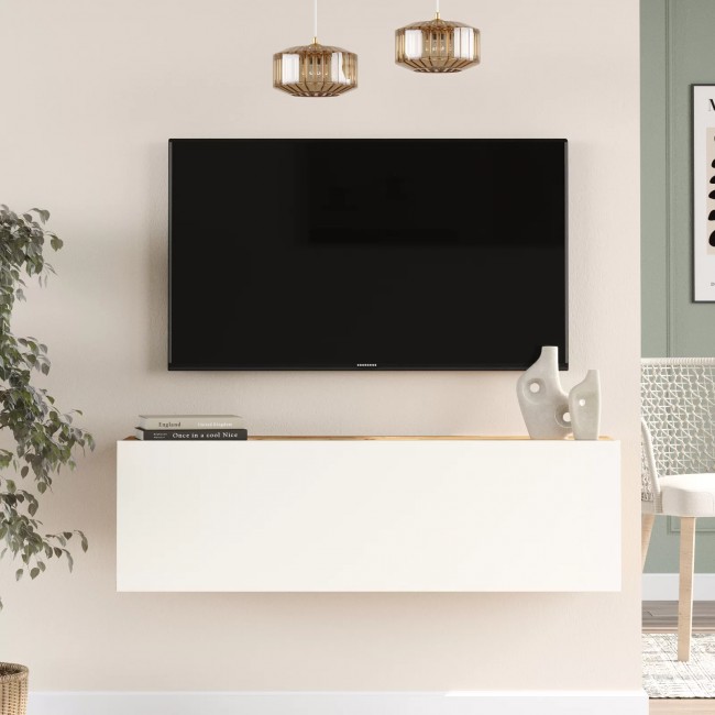 Έπιπλο τηλεόρασης επιτοίχιο "VIANA" σε χρώμα atlantic pine/λευκό 100x32x30