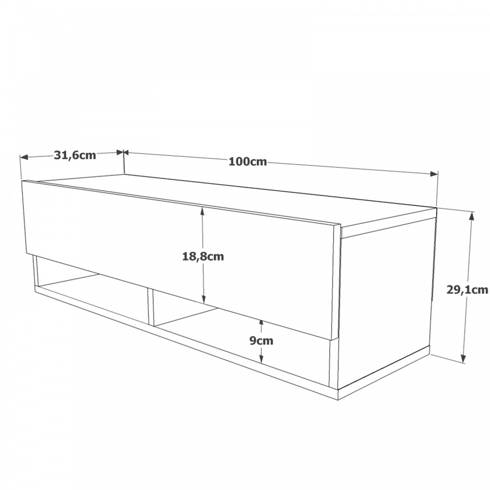 Έπιπλο τηλεόρασης επιτοίχιο "VIANA" σε χρώμα atlantic pine/ανθρακί 100x32x30