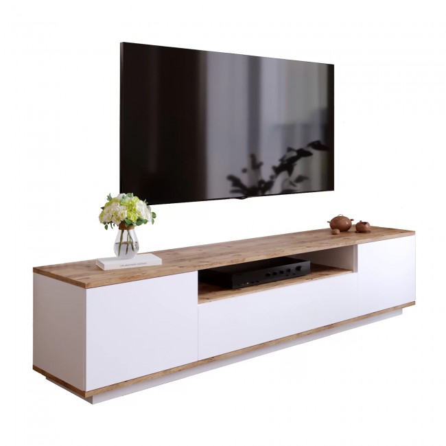 Έπιπλο τηλεόρασης επιτοίχιο "VIANA" σε χρώμα atlantic pine/λευκό 180x45x45