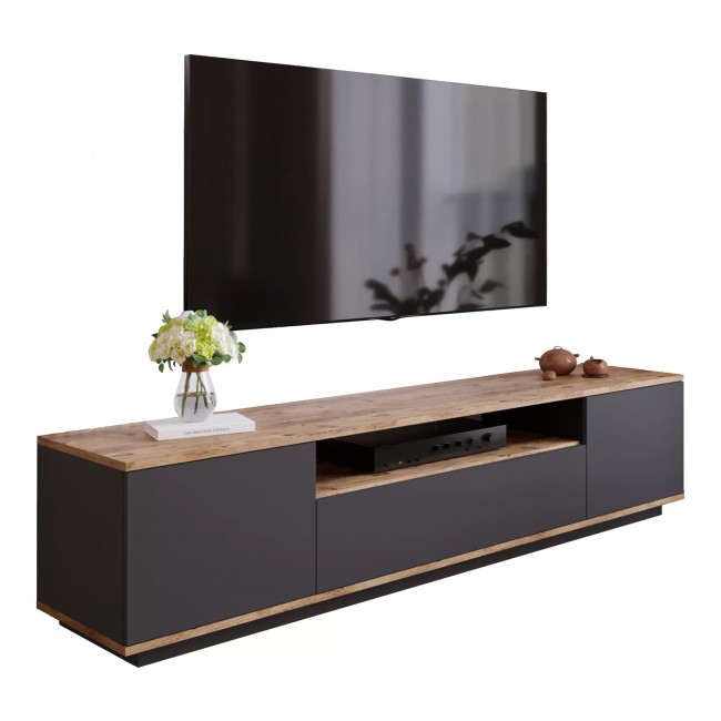 Έπιπλο τηλεόρασης "VIANA" σε χρώμα atlantic pine/ανθρακί 180x45x45