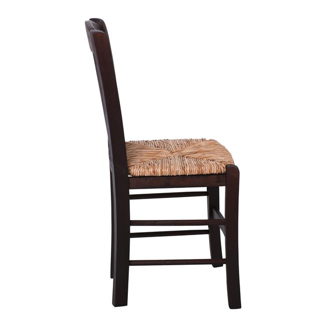 Καρέκλα "CASA" από ξύλο/ψάθα σε χρώμα φυσικό/καρυδί 42x45x88