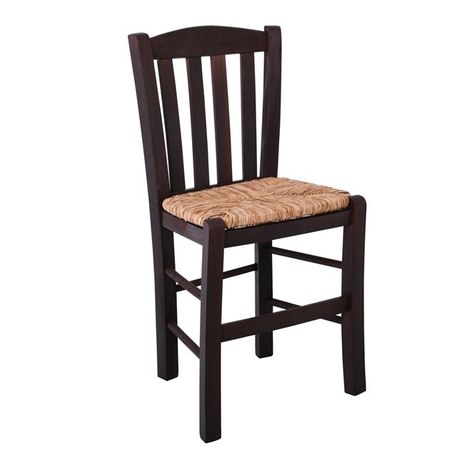 Καρέκλα "CASA" από ξύλο/ψάθα σε χρώμα φυσικό/καρυδί 42x45x88