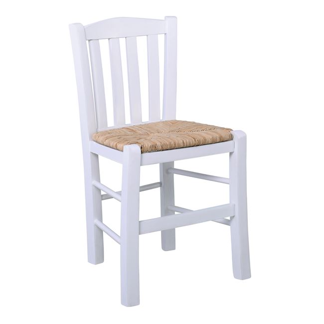 Καρέκλα "CASA" από ξύλο/ψάθα σε χρώμα φυσικό/λευκό 42x45x88