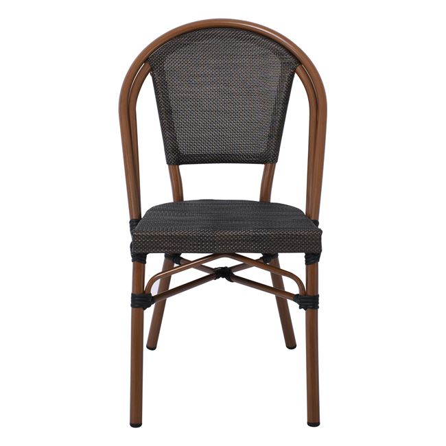 Καρέκλα "COSTA" αλουμινίου καφέ με textilene σε μαύρο χρώμα 50x55x85