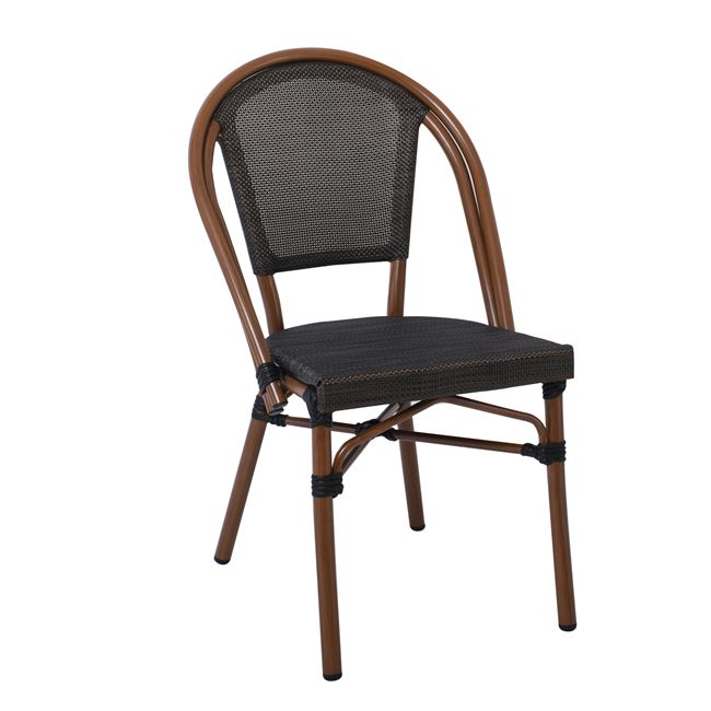 Καρέκλα "COSTA" αλουμινίου καφέ με textilene σε μαύρο χρώμα 50x55x85