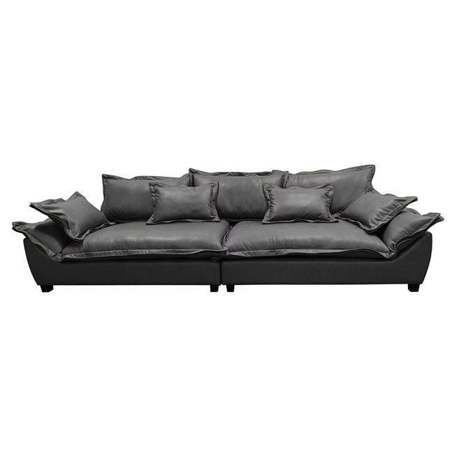 Kαναπές "DARBY" τριθέσιος από ύφασμα Nabuk σε χρώμα σκούρο γκρι 322x110x94