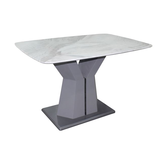 Τραπέζι "ROMAN" από mdf/μάρμαρο σε χρώμα γκρι/λευκό 140x80x77