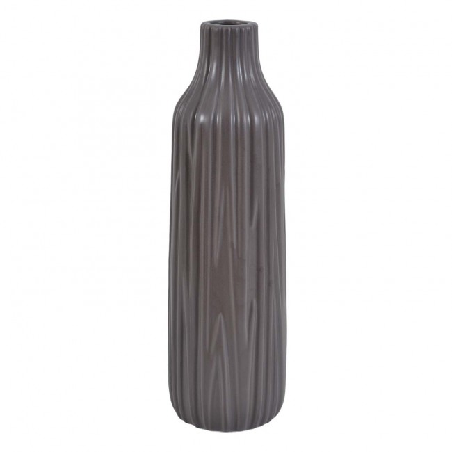 Βάζο κεραμικό με ανάγλυφη υφή σε γκρι/καφέ χρώμα 13.5x13.5x46