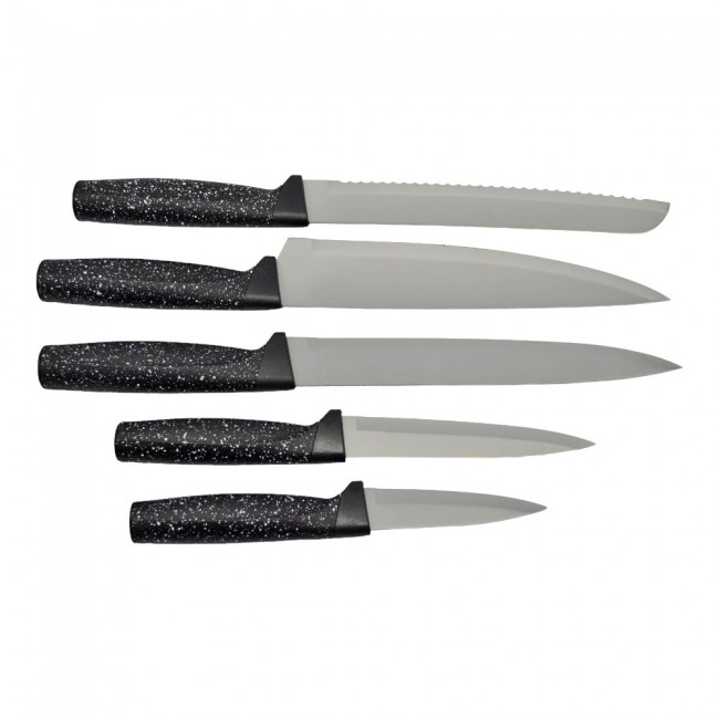 Σετ μαχαίρια 5τμχ με επιτραπέζια βάση σε μαύρο χρώμα