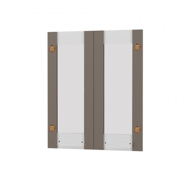 Άνω πορτάκια "CHARLOTTE" σετ 2 τμχ με τζάμι σε χρώμα μόκα 60x71.8x1.6
