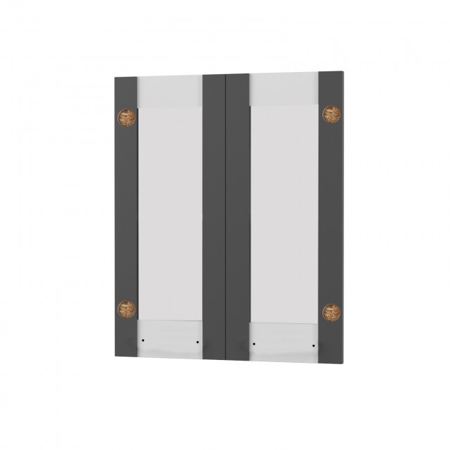 Άνω πορτάκια "CHARLOTTE" σετ 2 τμχ με τζάμι σε χρώμα γράφιτη 60x71.8x1.6