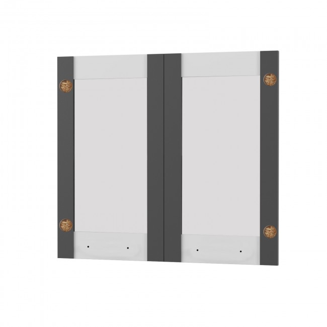 Άνω πορτάκια "CHARLOTTE" σετ 2 τμχ με τζάμι σε χρώμα γραφίτη 80x71.8x1.6