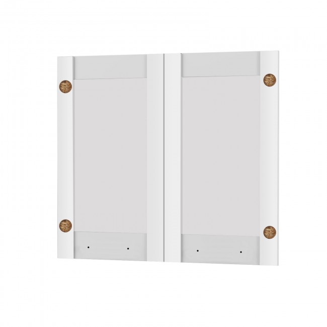 Άνω πορτάκια "CHARLOTTE" σετ 2 τμχ με τζάμι σε χρώμα λευκό  80x71.8x1.6