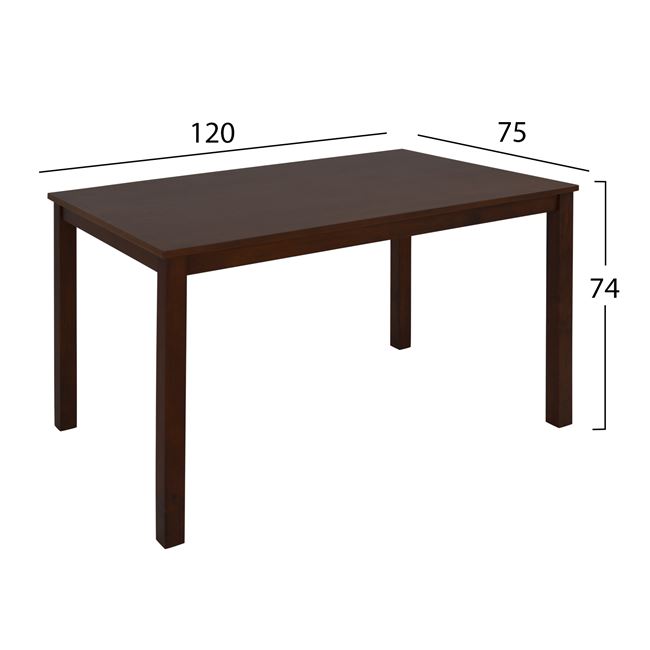 Τραπέζι από μασίφ ξύλο και mdf σε καρυδί χρώμα 120x75x74
