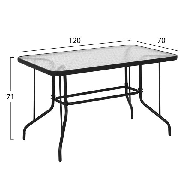 Τραπέζι από μέταλλο/γυαλί σε χρώμα γκρι 120x70x71