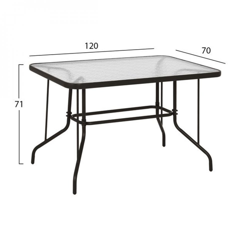 Τραπέζι από μέταλλο/γυαλί σε χρώμα καφέ 120x70x71