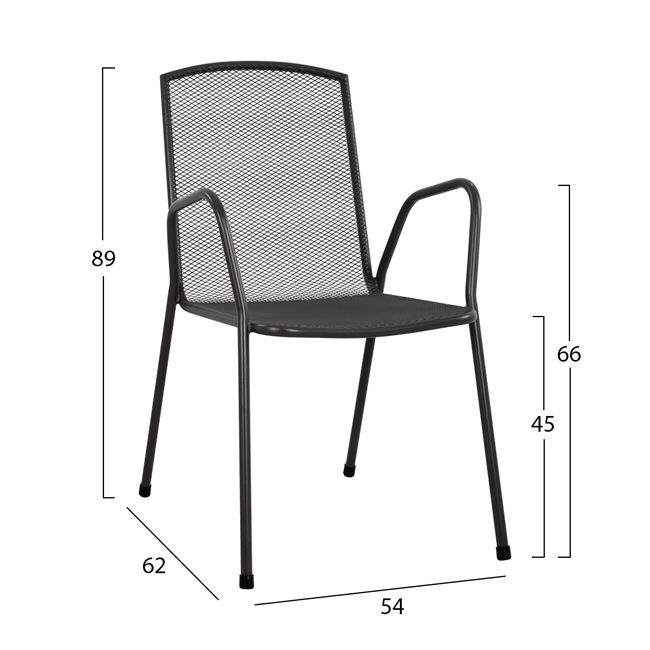 Πολυθρόνα "ELIJAH" από μέταλλο σε χρώμα ανθρακί 54x62x89