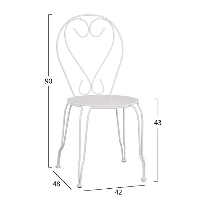 Καρέκλα "AMORE" μεταλλική σε λευκή απόχρωση 42x48x90