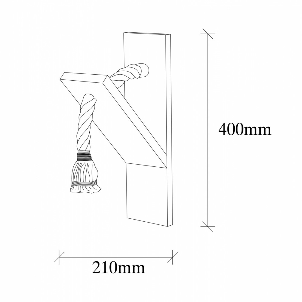 Απλίκα από ξύλο/σχοινί σε φυσικό χρώμα Ε27 11x21x40