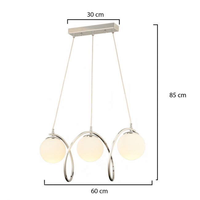 Τρίφωτο φωτιστικό από μέταλλο σε ασημί χρώμα E27 60x85