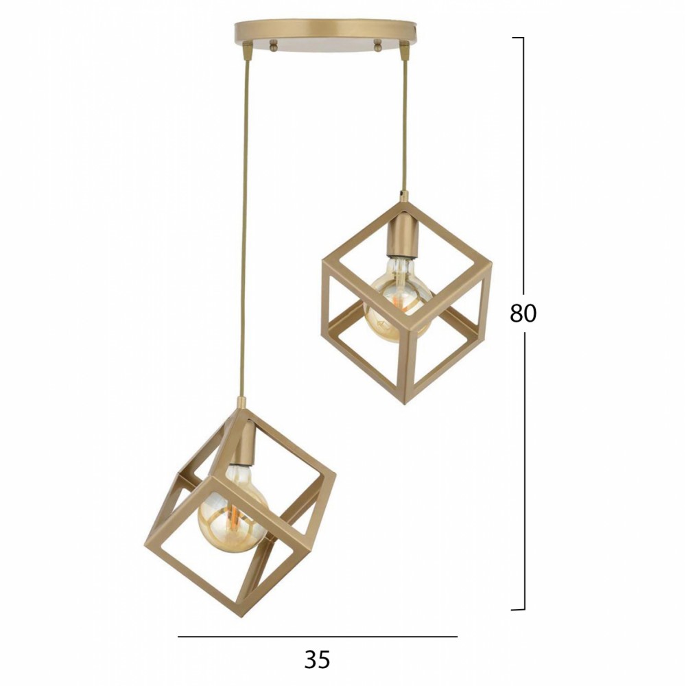 Φωτιστικό δίφωτο από μέταλλο σε χρυσό χρώμα Ε27 Φ35x80