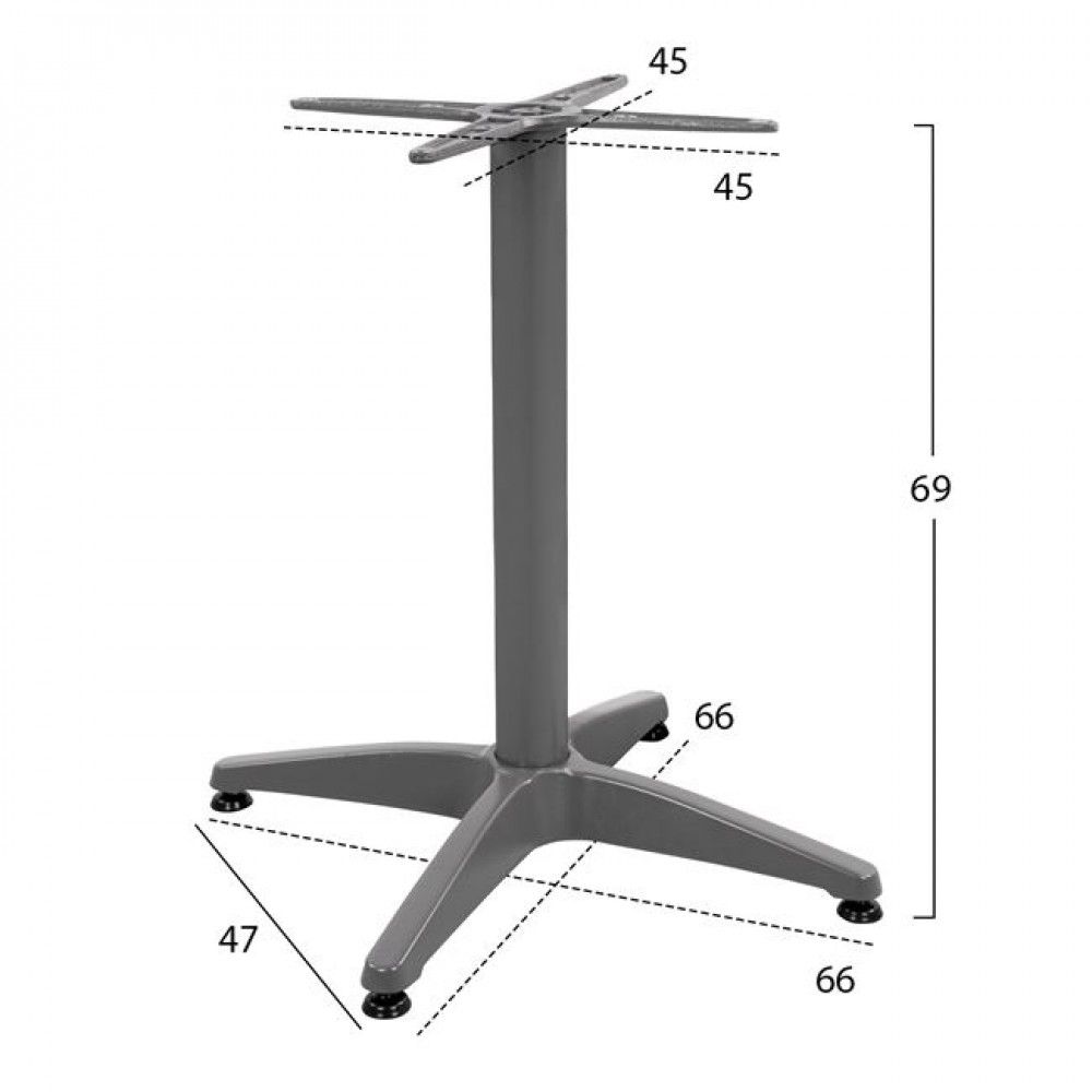 Βάση τραπεζιού από αλουμίνιο σε γκρι χρώμα 66x66x69
