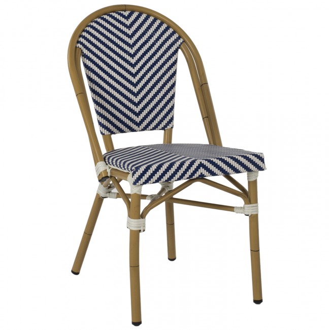 Καρέκλα "BAMBOO LOOK" από μπαμπού-textline σε φυσικό-μπλε-λευκό χρώμα 46x56x88