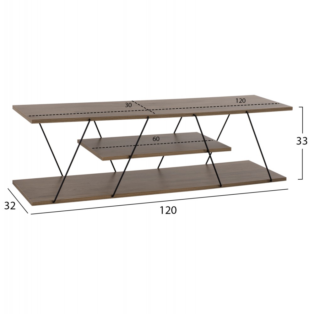 Έπιπλο τηλεόρασης "TARS" σε γκρι χρώμα 120x32x33