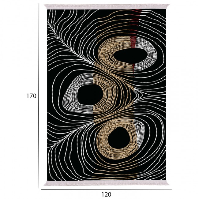Χαλί "JOSIANE" σε μαύρο-χρυσό-γκρι χρώμα 120x170
