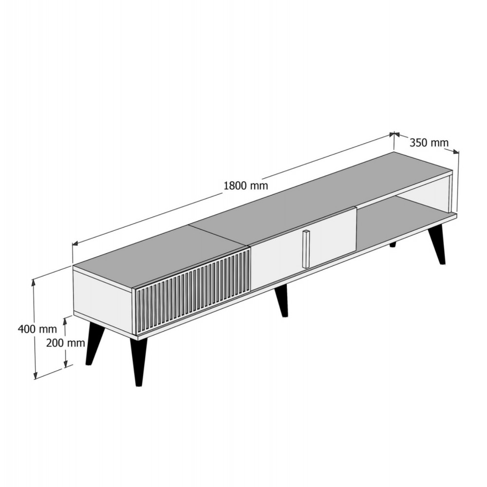 Έπιπλο τηλεόρασης σε καρυδί χρώμα 180x35x40