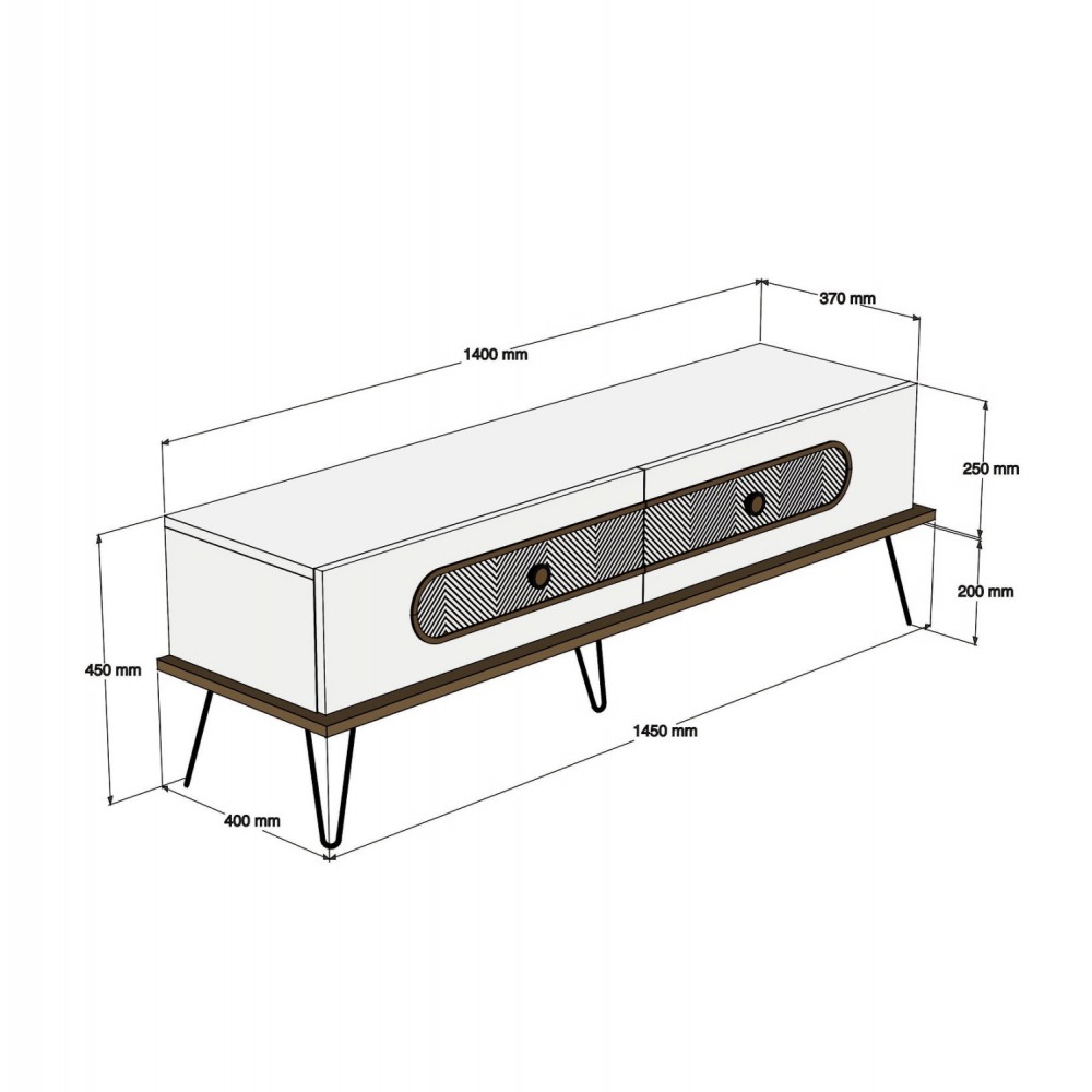 Έπιπλο τηλεόρασης σε φυσικό χρώμα 145x40x45