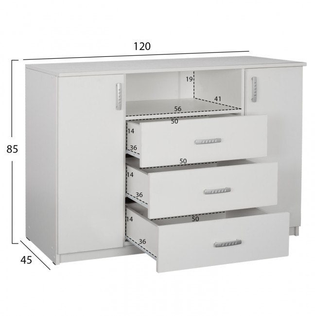 Μπουφές "ADLER" σε χρώμα λευκό 120x45x85