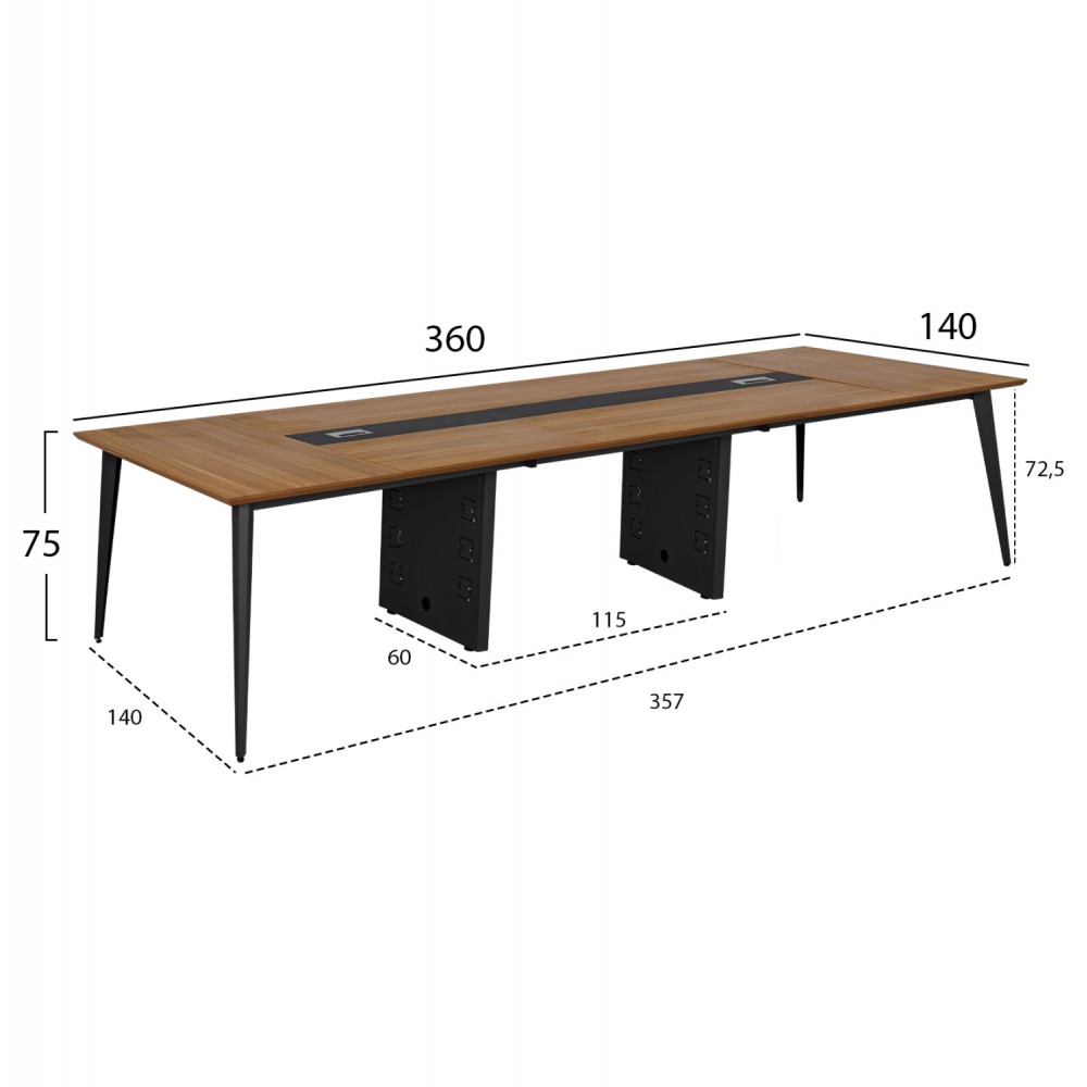 Γραφείο συνεδρίου "SUPREME" σε σε μελί χρώμα 360x140x75