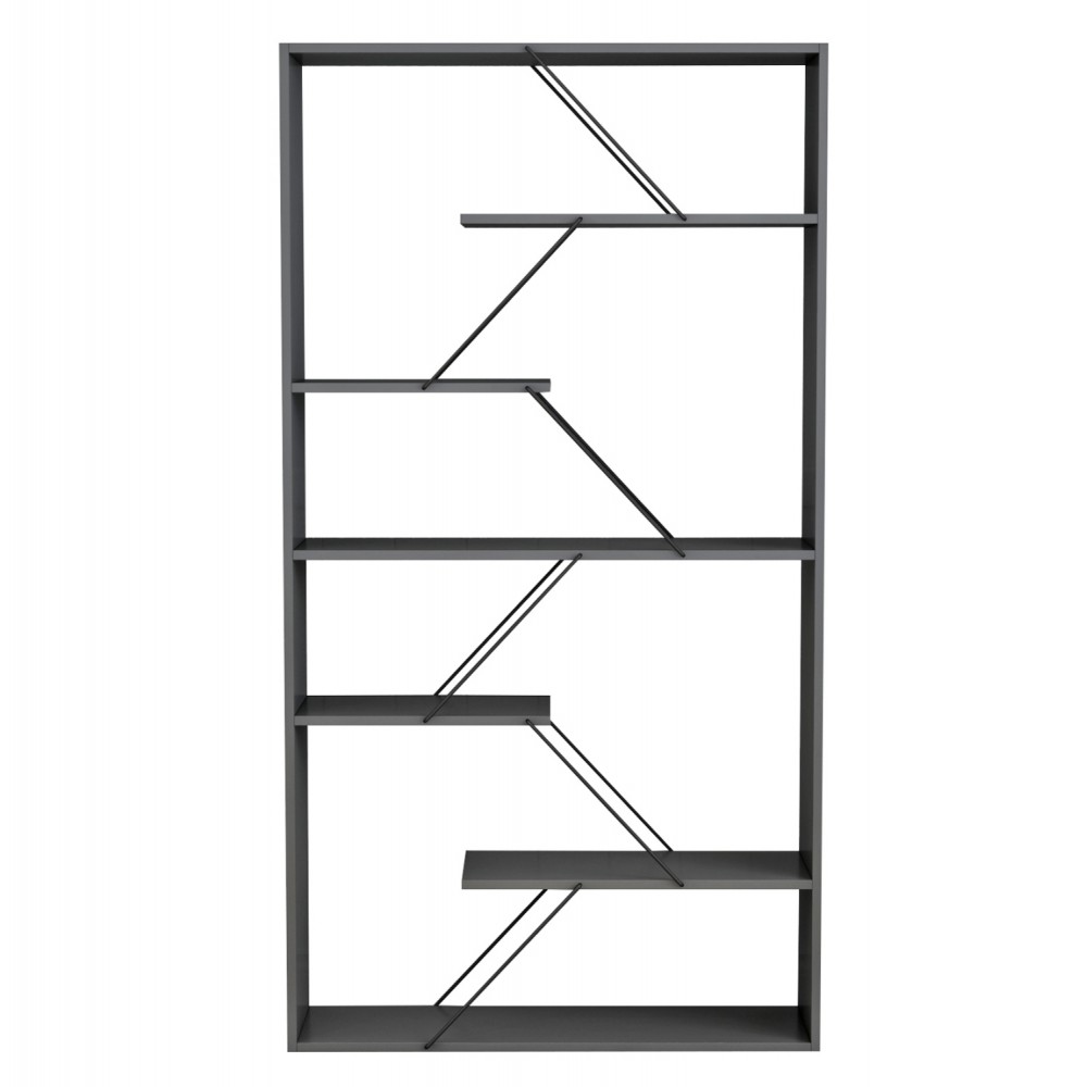 Βιβλιοθήκη "TARS" σε χρώμα γκρι/μαύρο 84x24x157