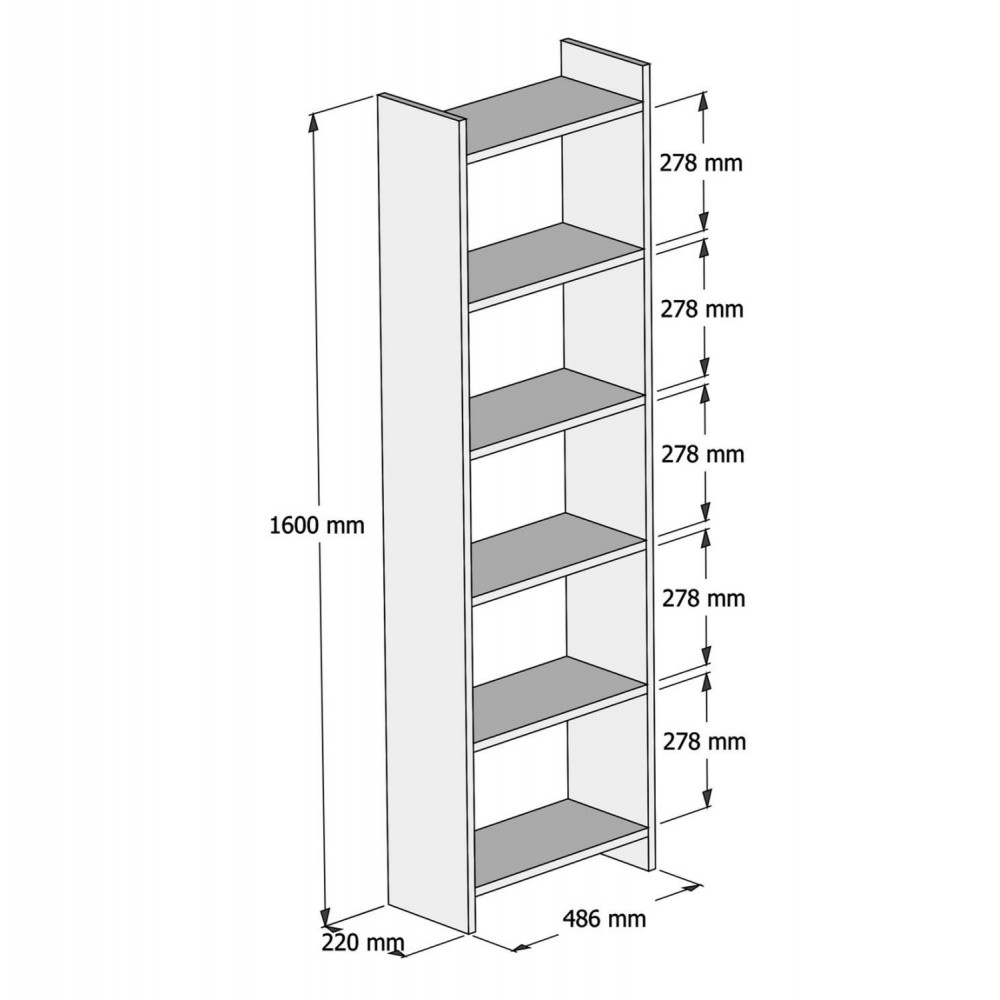 Βιβλιοθήκη σε χρώμα λευκό 48.5x22x160