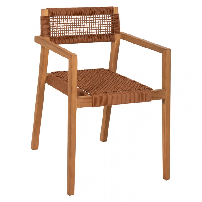 Πολυθρόνα "CHARLOTTE" από ξύλο/σχοινί σε φυσικό/μπέζ χρώμα 59x54x83