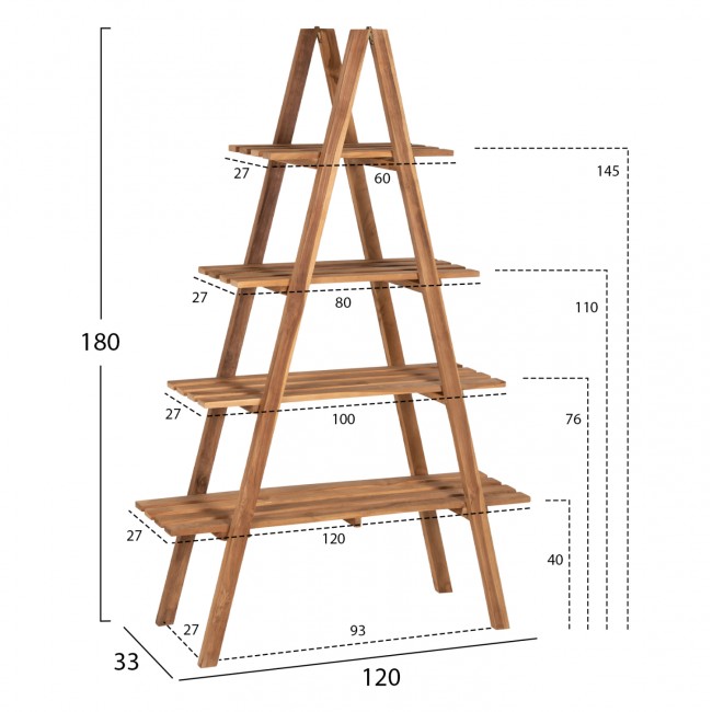 Βιβλιοθήκη ''STAM'' από ξύλο σε φυσικό χρώμα 120x33x180