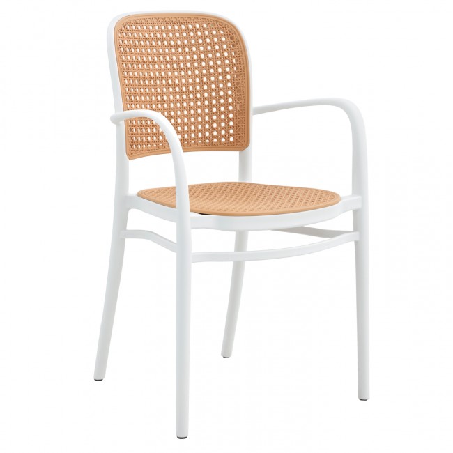 Πολυθρόνα από πολυπροπυλένιο σε μπέζ/λεύκο χρώμα 56x52,5x85,5