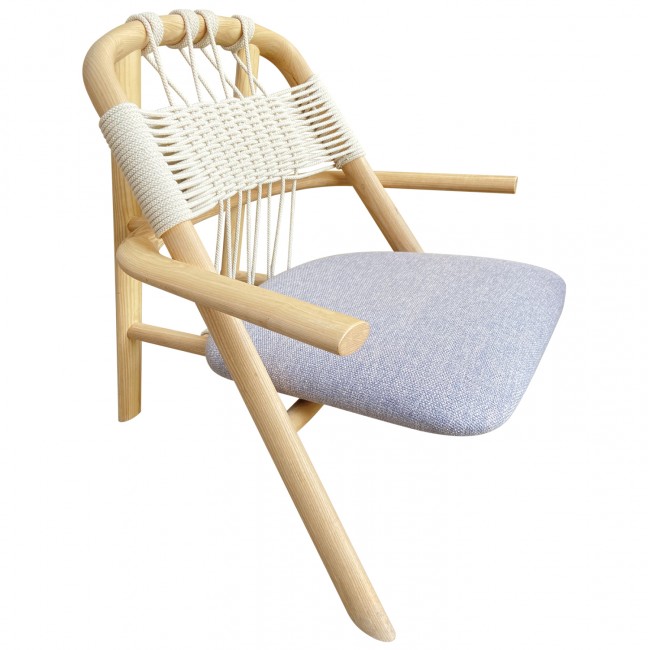 Καρέκλα από ξύλο/σχοινί σε φυσικό χρώμα 77x83x80