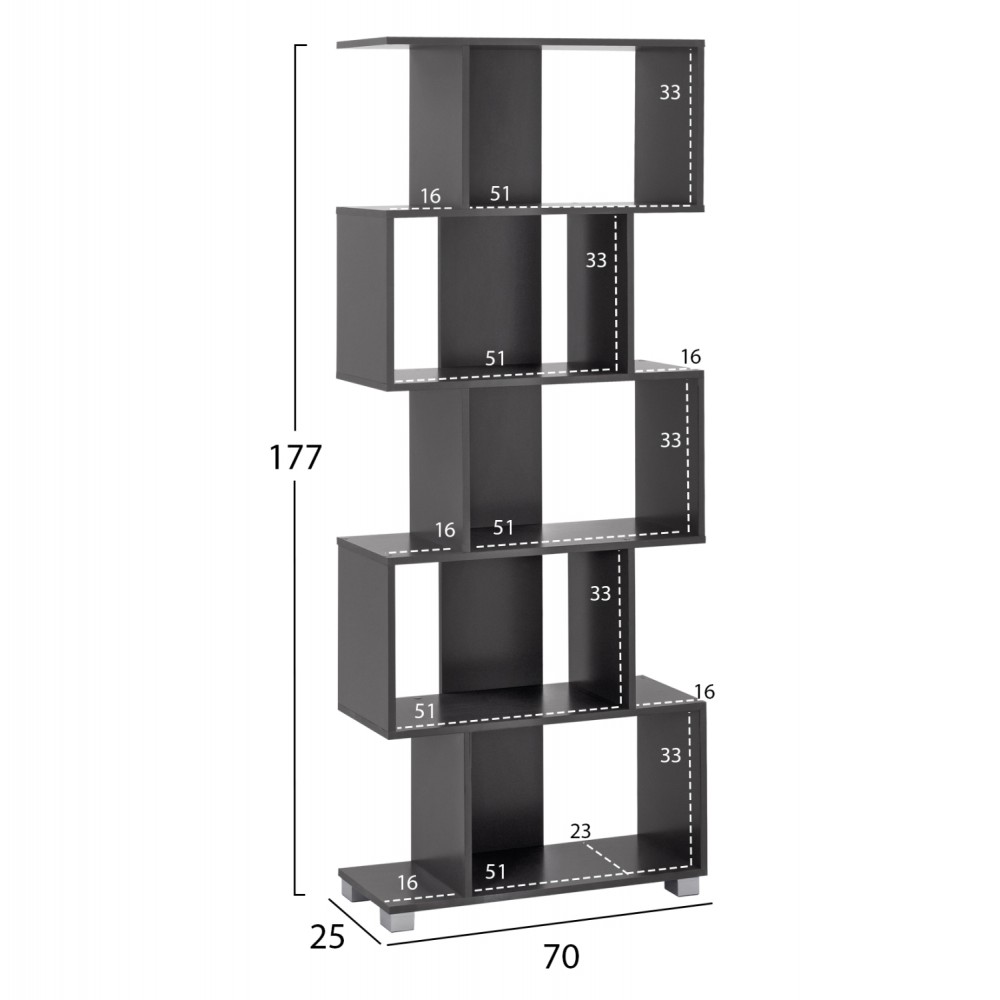 Βιβλιοθήκη σε χρώμα γκρί 70x25x177