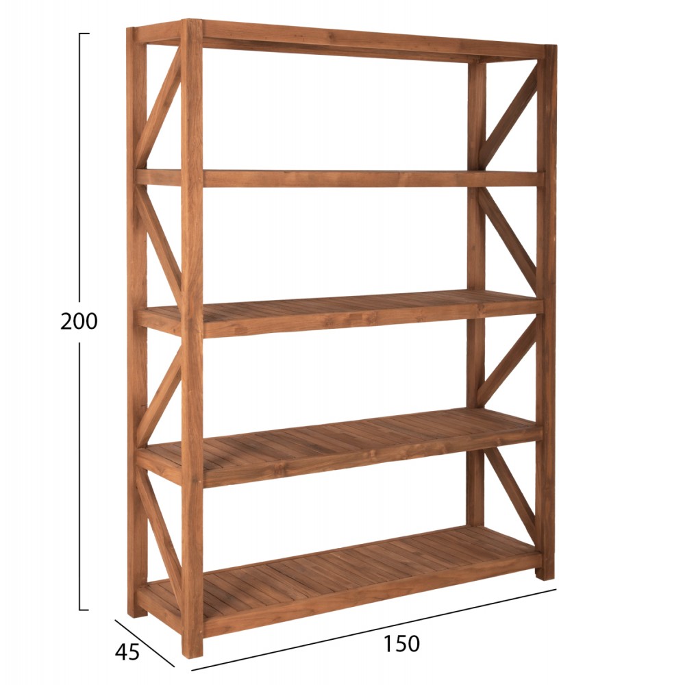 Βιβλιοθήκη \'\'KITAKU\'\' από ξύλο σε φυσικό χρώμα 150x45x200