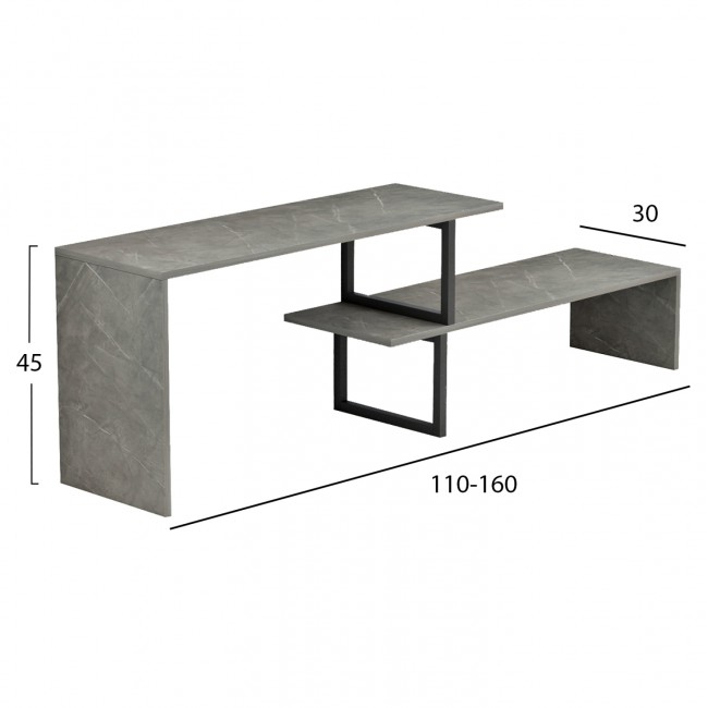 Έπιπλο τηλεόρασης ''BRIGGITE'' σε χρώμα γκρι 160x30x45