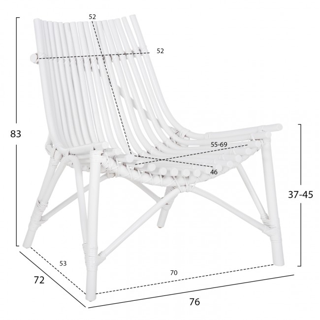 Καρέκλα "CELLION" από ξύλο/ραττάν σε λευκό χρώμα 76x72x83