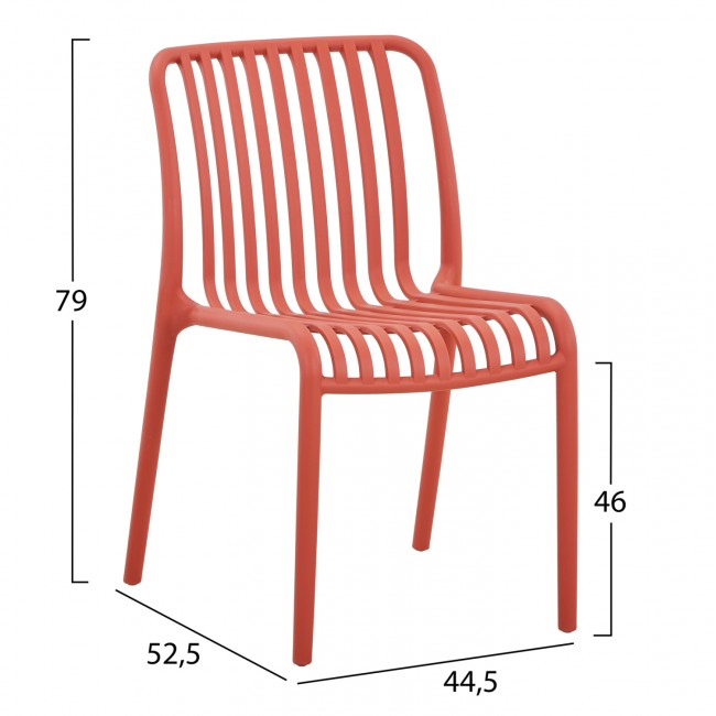 Καρέκλα "CONVEE" από πολυπροπυλένιο σε χρώμα κόκκινο 52,5x44,5x79
